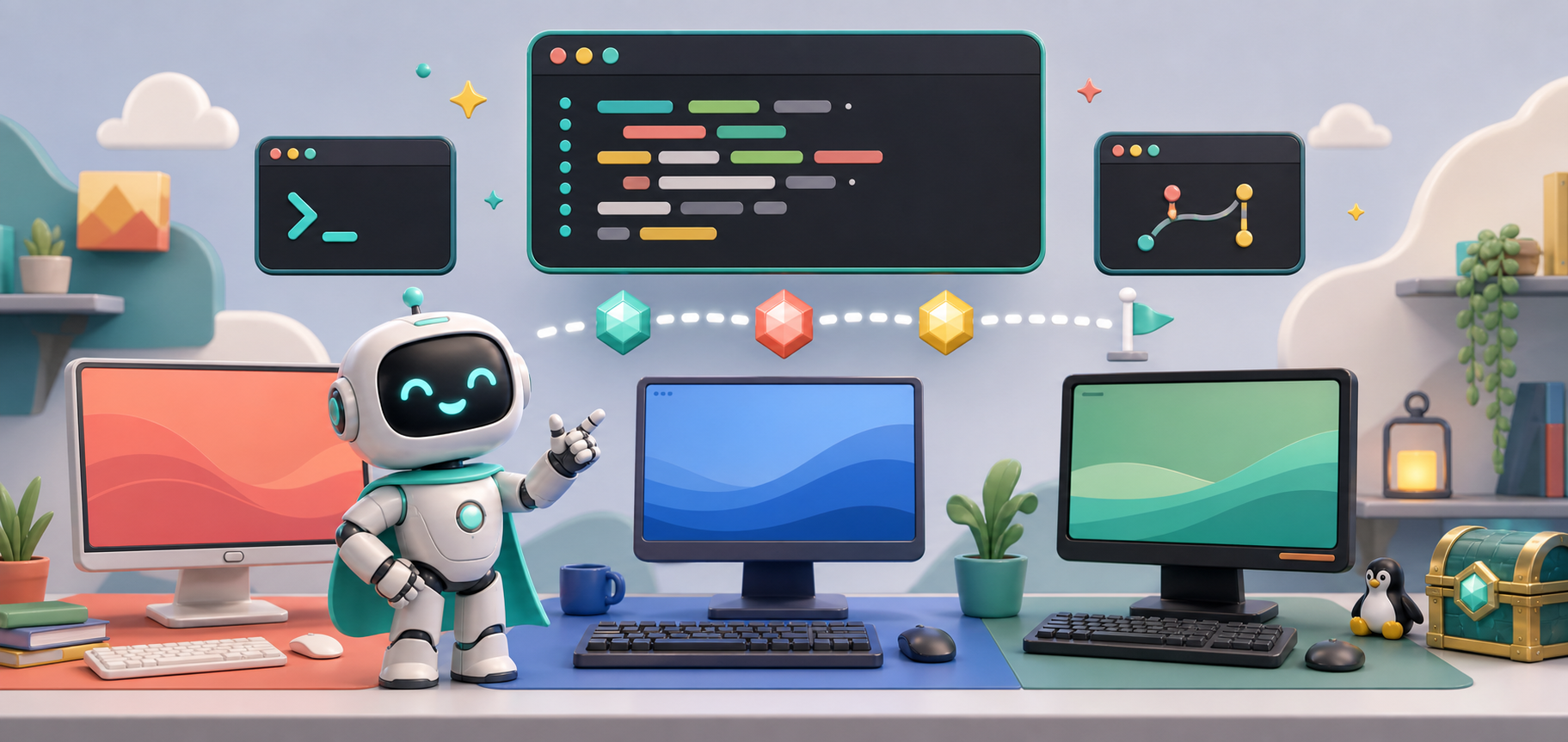 3D command-line learning adventure